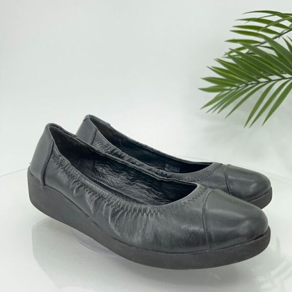 Fitflop Women's F-Pop Ballet Flat Size 5 Slip On Toning Ballet Shoe Black Leathe - Picture 1 of 11